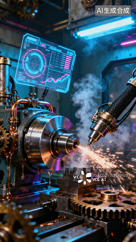 【AI数字艺术】机械加工中的智能数控系统图片素材