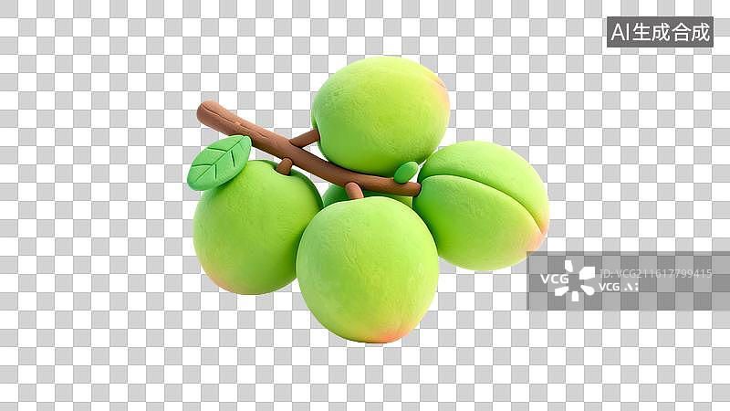 【AI数字艺术】3D粘土风芒种节气树枝上的青梅图片素材