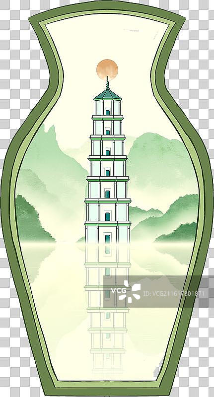 园林葫芦门山水框景-福州白塔图片素材