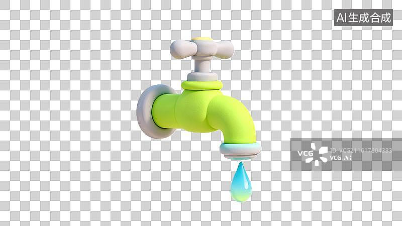 【AI数字艺术】卡通水龙头滴水 节约用水3D水龙头图片素材