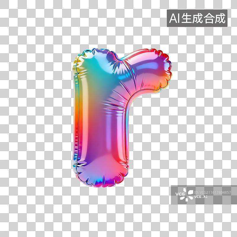【AI数字艺术】彩虹箔气球充气膨胀字母r图片素材