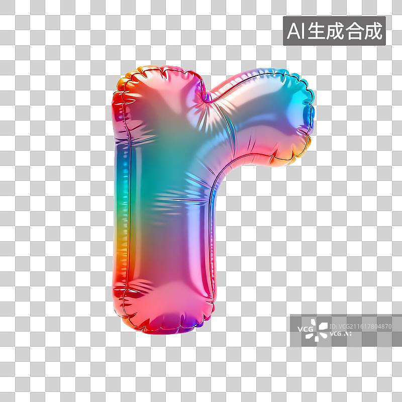 【AI数字艺术】彩虹箔气球充气膨胀字母r图片素材