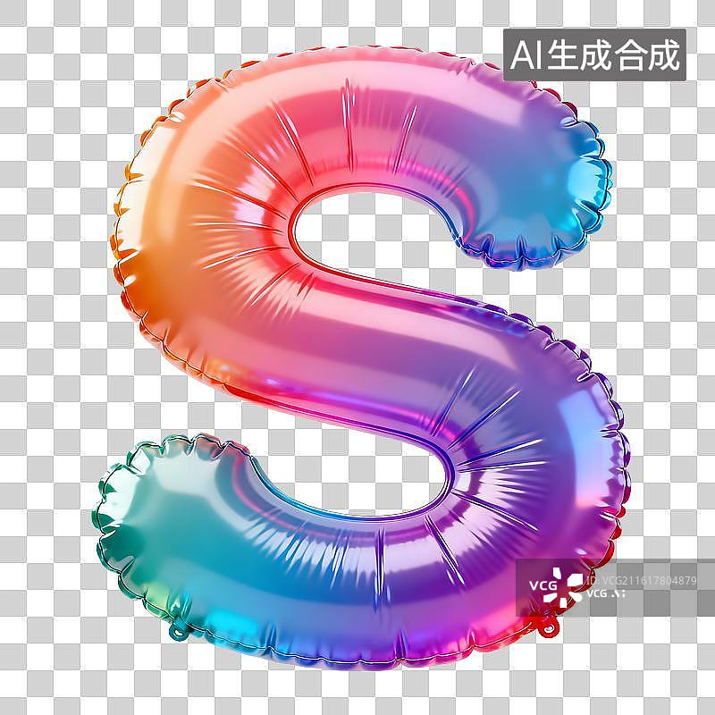【AI数字艺术】彩虹箔气球充气膨胀字母s图片素材