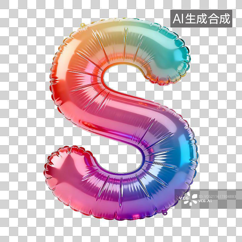【AI数字艺术】彩虹箔气球充气膨胀字母s图片素材