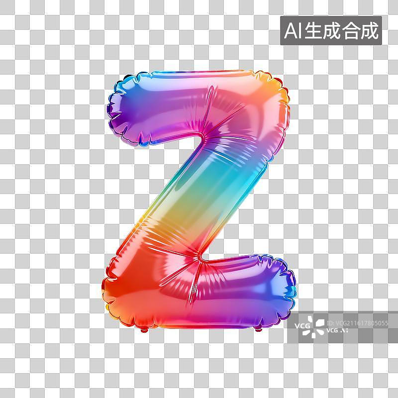 【AI数字艺术】彩虹箔气球充气膨胀字母z图片素材