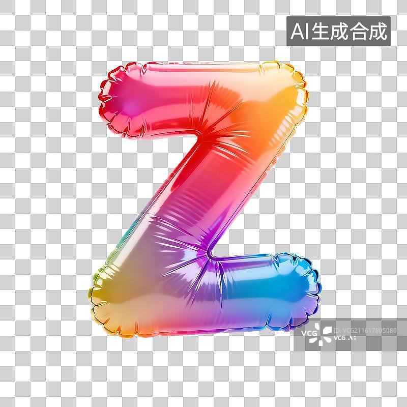 【AI数字艺术】彩虹箔气球充气膨胀字母z图片素材