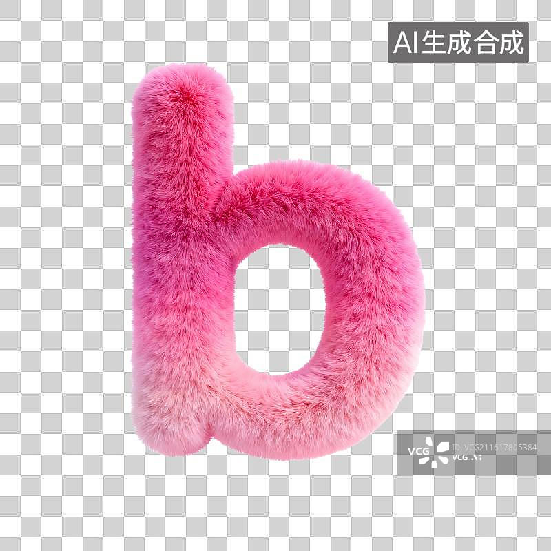【AI数字艺术】毛绒粉色字母b图片素材