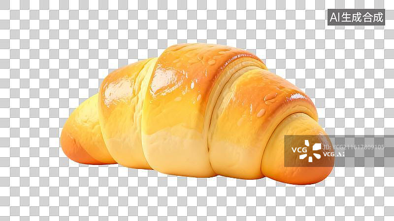 【AI数字艺术】卡通奶奶图风格的酥脆可口的法式牛角面包图片素材