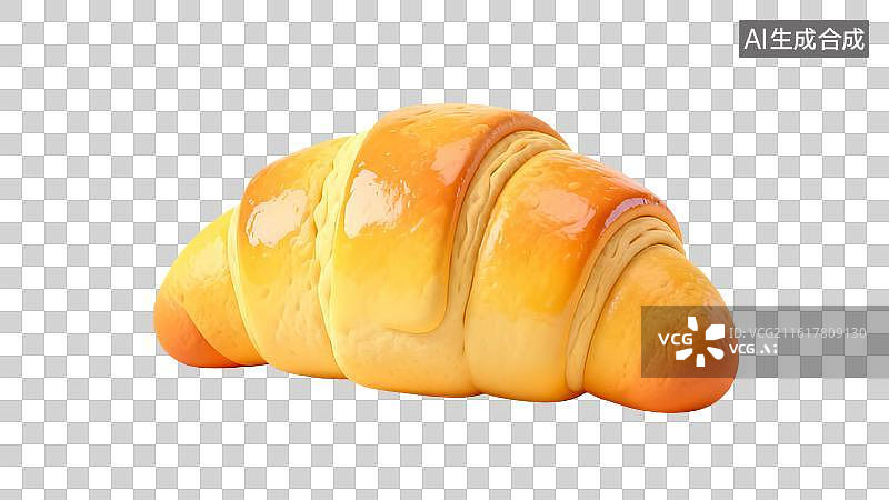 【AI数字艺术】卡通奶奶图风格的酥脆可口的法式牛角面包图片素材