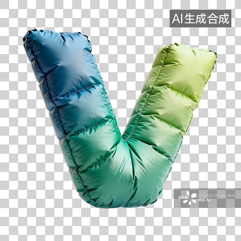 【AI数字艺术】充气羽绒缎面字母v图片素材