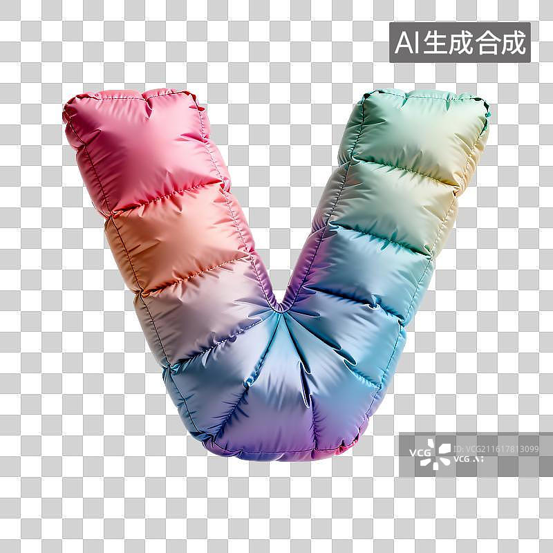 【AI数字艺术】充气羽绒缎面字母v图片素材