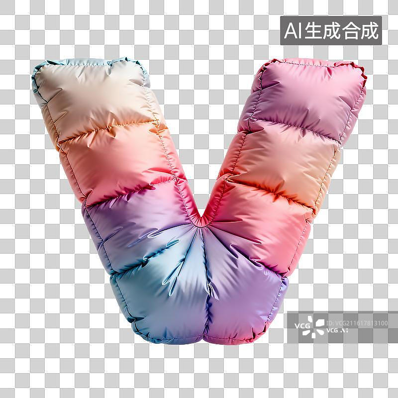 【AI数字艺术】充气羽绒缎面字母v图片素材