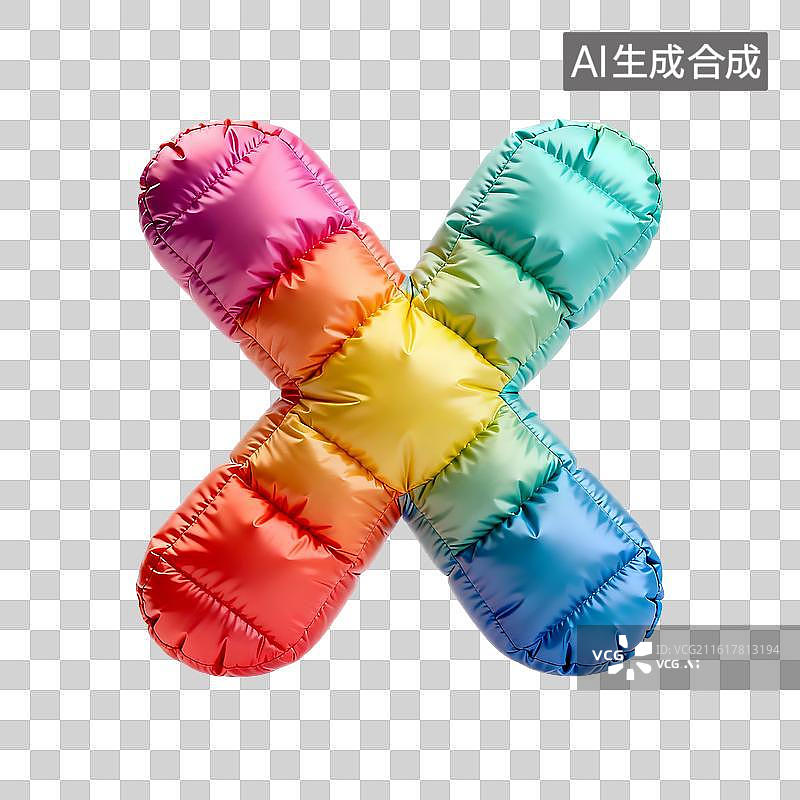 【AI数字艺术】充气羽绒缎面字母x图片素材