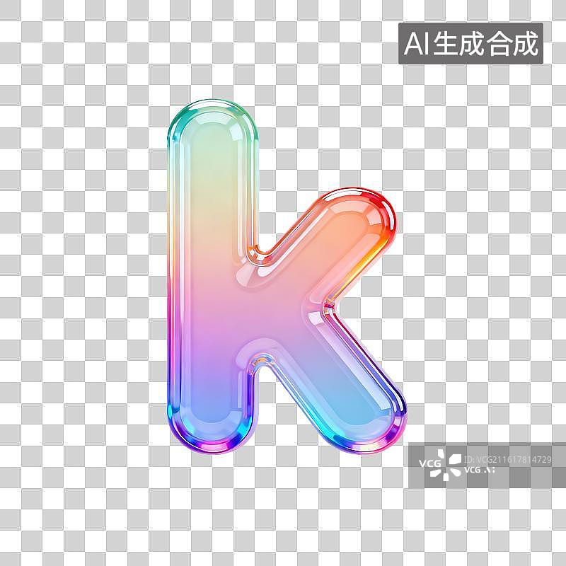 【AI数字艺术】3D渐变pvc质感字母k图片素材