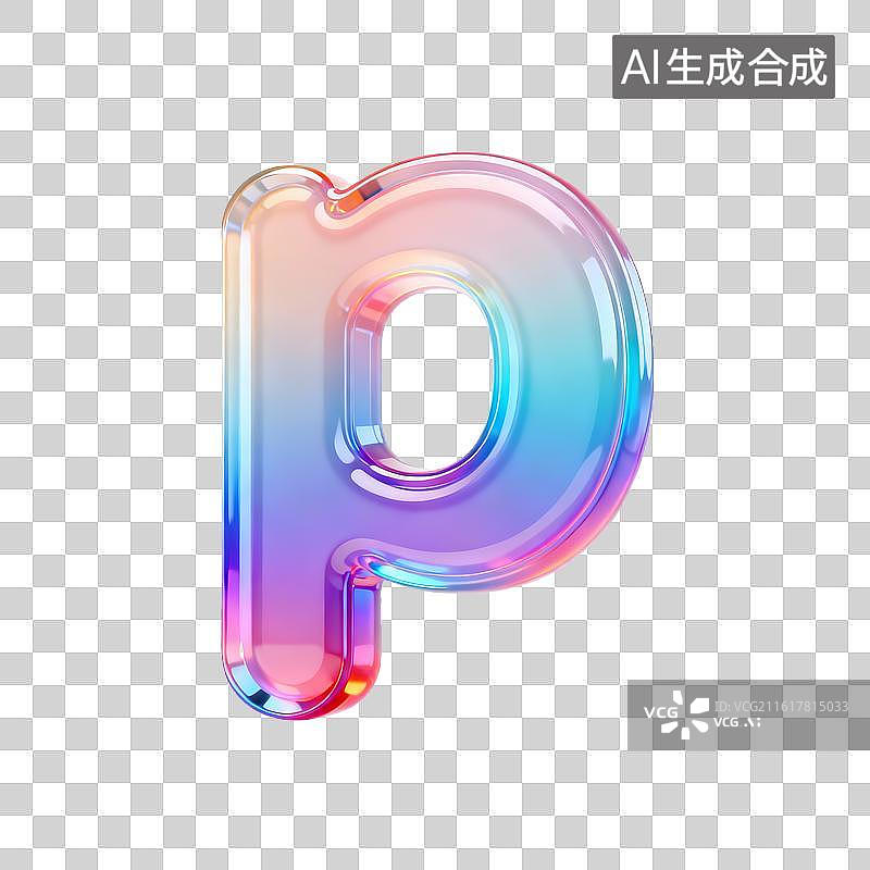 【AI数字艺术】3D渐变pvc质感字母p图片素材