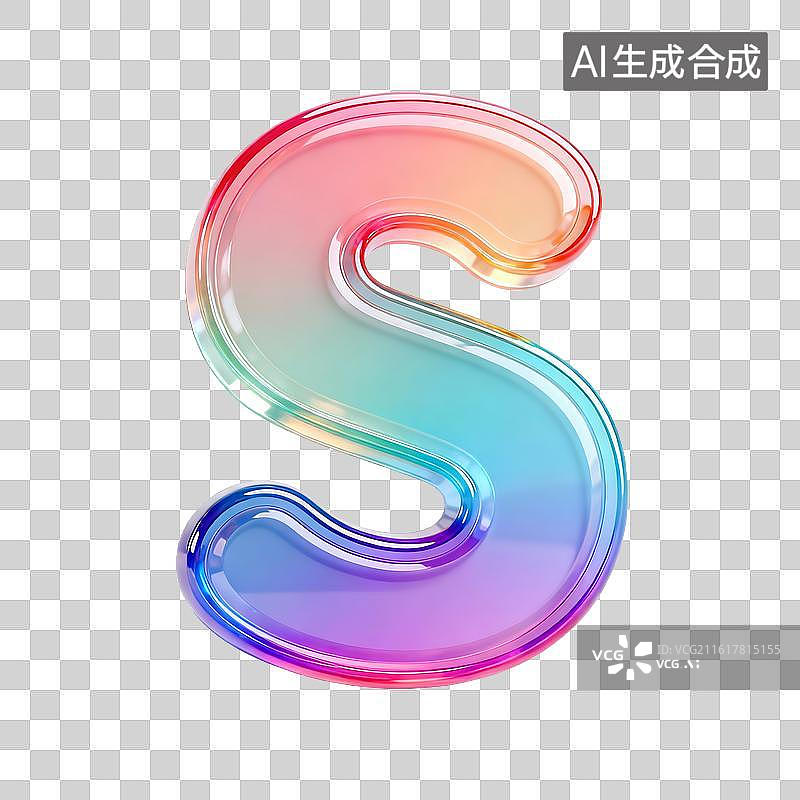 【AI数字艺术】3D渐变pvc质感字母s图片素材