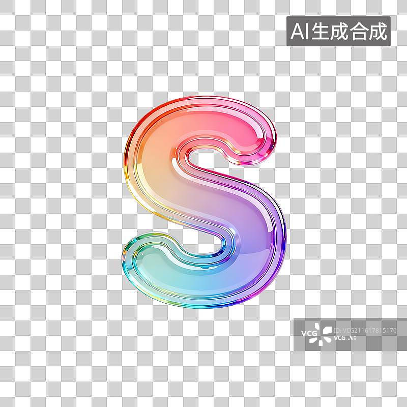 【AI数字艺术】3D渐变pvc质感字母s图片素材
