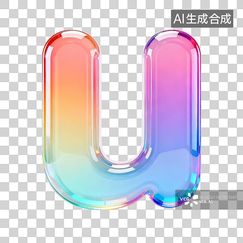 【AI数字艺术】3D渐变pvc质感字母u图片素材