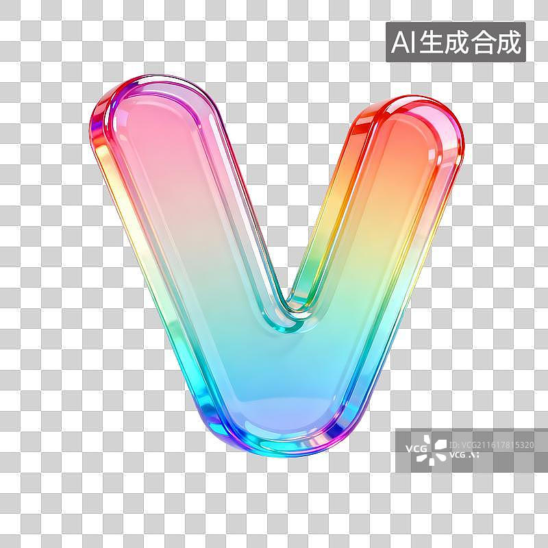 【AI数字艺术】3D渐变pvc质感字母v图片素材