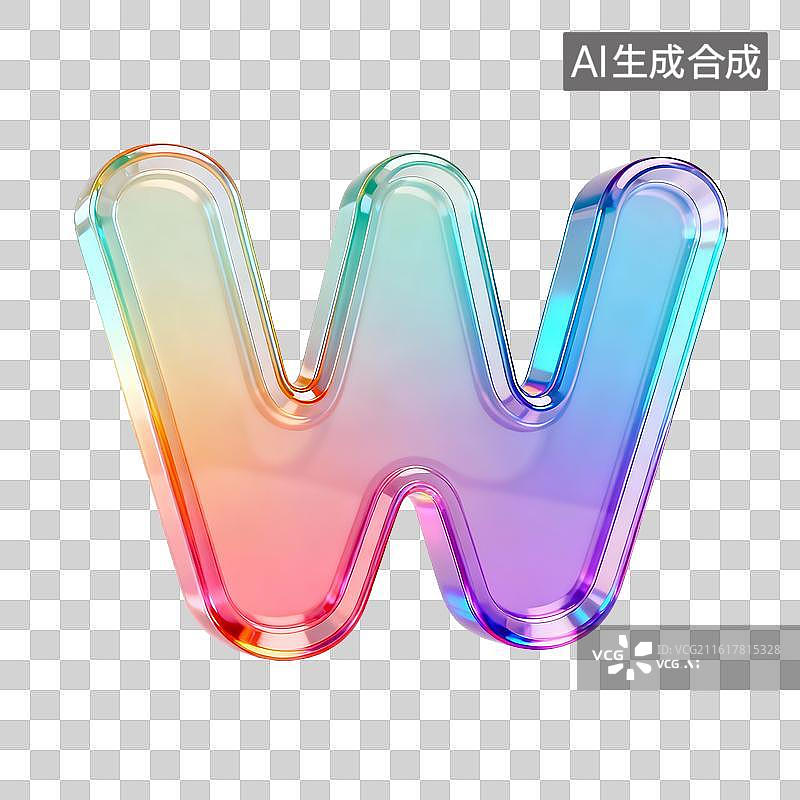 【AI数字艺术】3D渐变pvc质感字母w图片素材