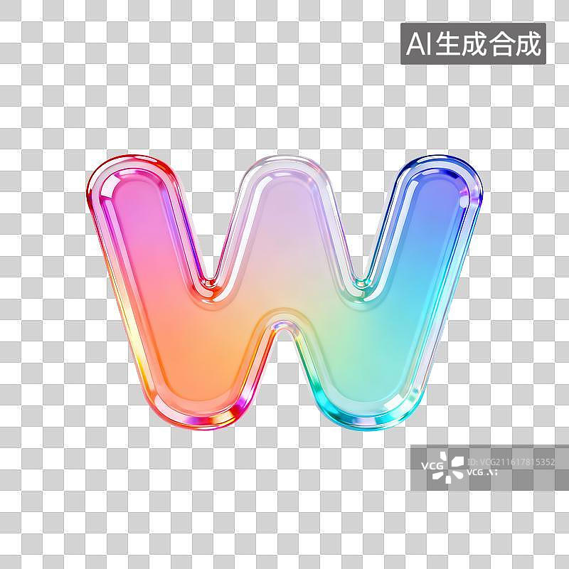 【AI数字艺术】3D渐变pvc质感字母w图片素材