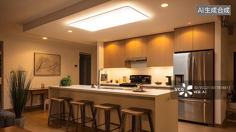 【AI数字艺术】现代厨房与家具配置图片素材