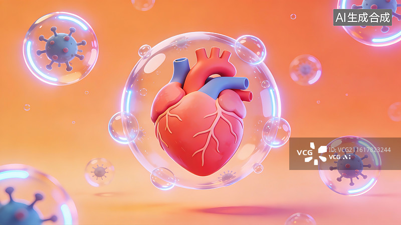 【AI数字艺术】心脏医疗插画图片素材