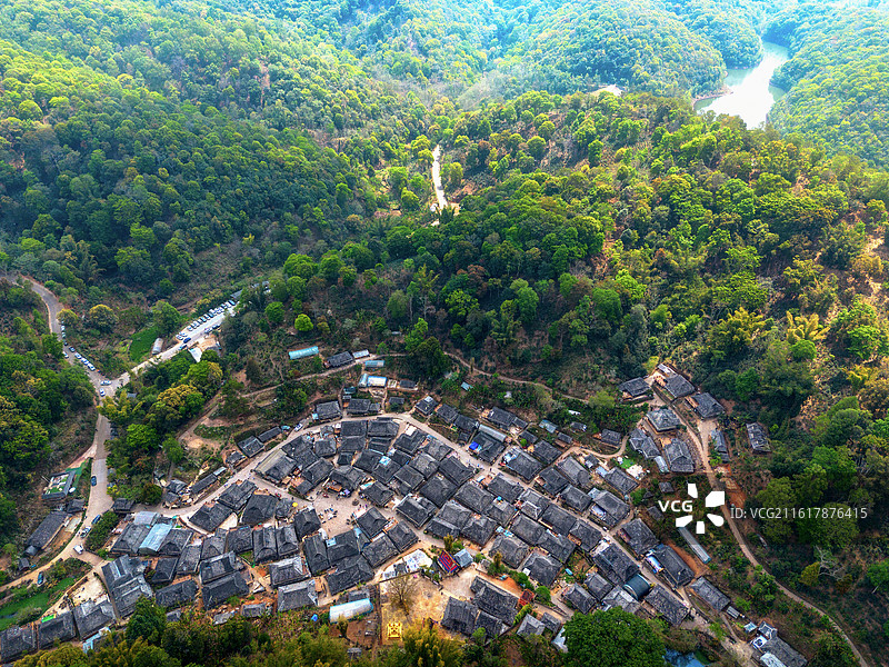 航拍景迈山少数民族村落全景图片素材