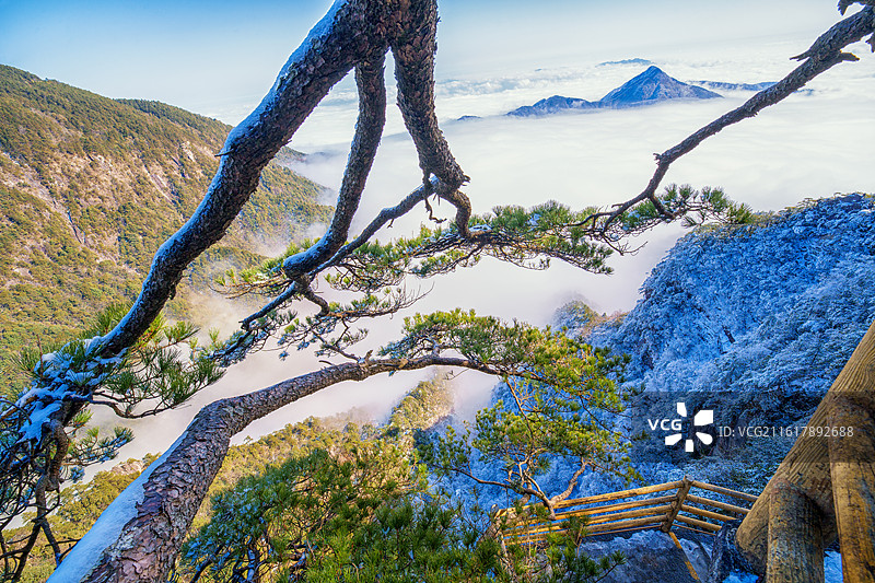 宜春明月山雪景图片素材