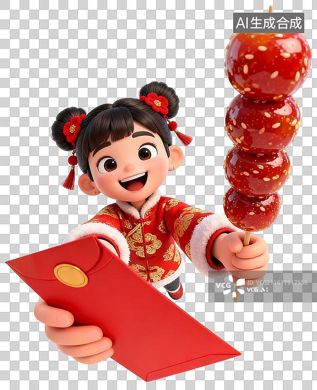 【AI数字艺术】春节主题人物大透视插画图片素材