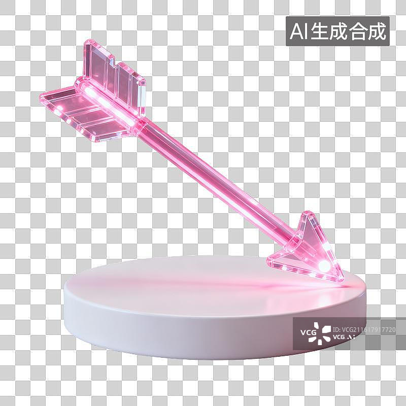 【AI数字艺术】粉色发光箭头摆件图片素材