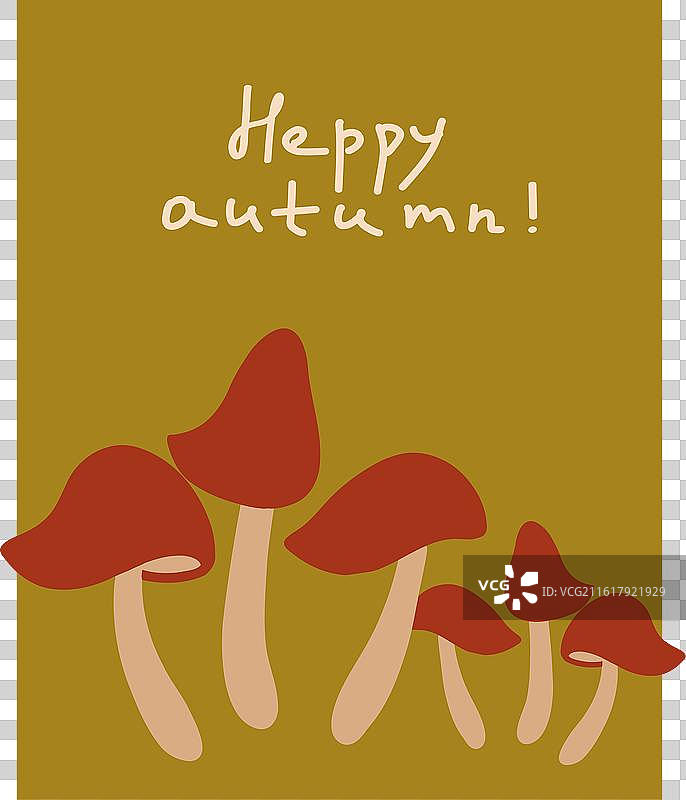 色彩鲜艳的秋季蘑菇，伴有快乐的问候图片素材