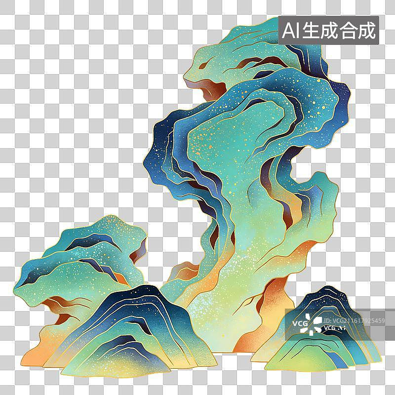 【AI数字艺术】园林山体插画图片素材