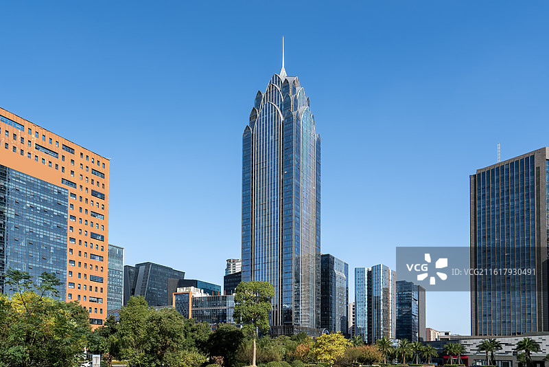 城市商业区的现代摩天大楼图片素材