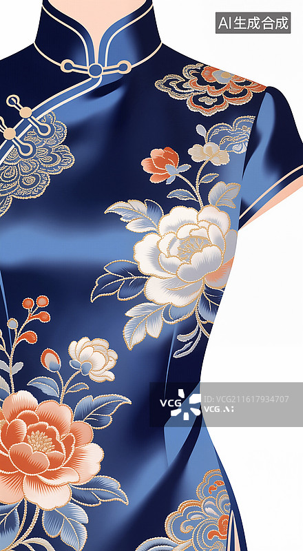 【AI数字艺术】丝绸面料的旗袍设计图片素材