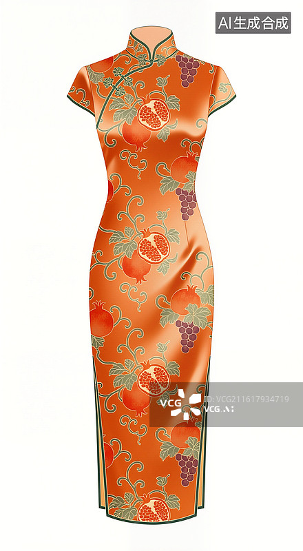 【AI数字艺术】丝绸面料的旗袍设计图片素材