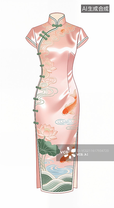 【AI数字艺术】丝绸面料的旗袍设计图片素材