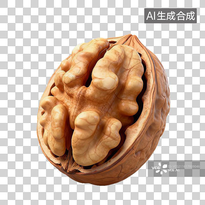 【AI数字艺术】3D二十四节气立冬轻拟物核桃元素图片素材