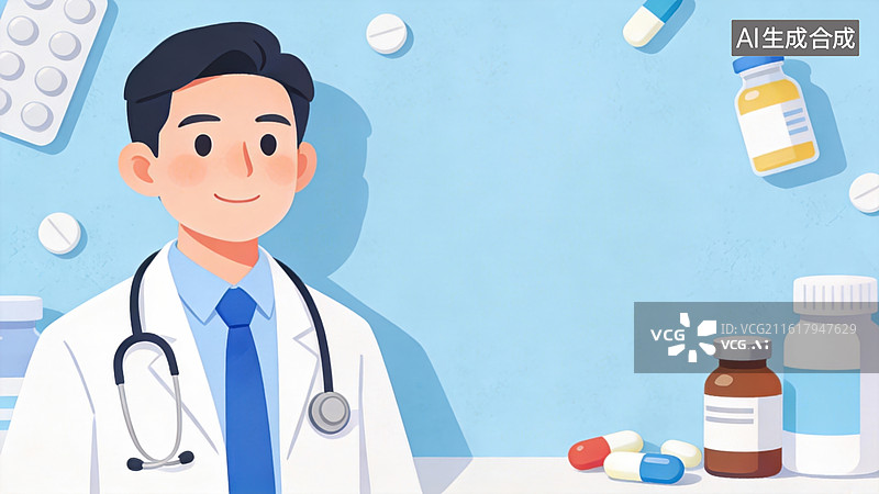 【AI数字艺术】医生与药品的医疗场景图片素材