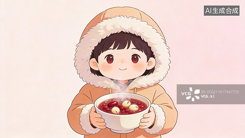【AI数字艺术】小女孩捧着热汤图片素材