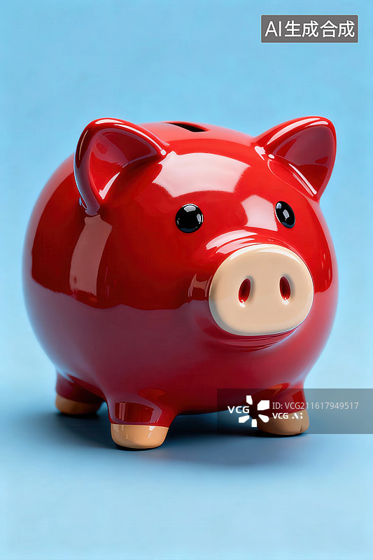 【AI数字艺术】红色陶瓷存钱罐图片素材