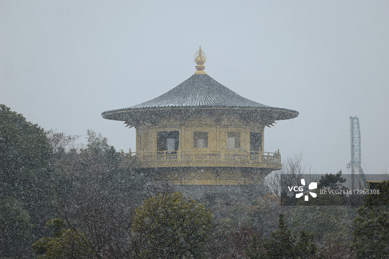 襄阳唐城雪景 唐城影视基地 下雪图片素材