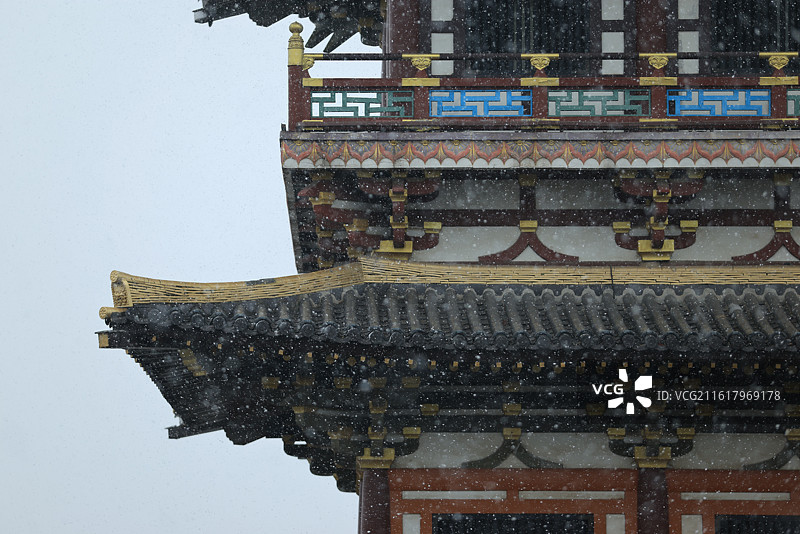 襄阳唐城雪景 唐城影视基地 下雪图片素材