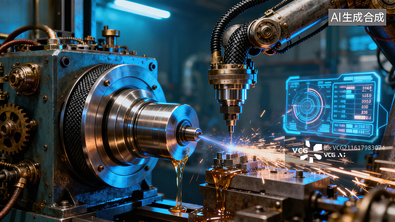 【AI数字艺术】数控机床加工金属零件图片素材