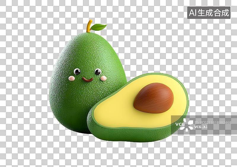 【AI数字艺术】拟人化卡通牛油果图片素材