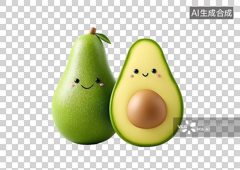 【AI数字艺术】拟人化卡通牛油果图片素材