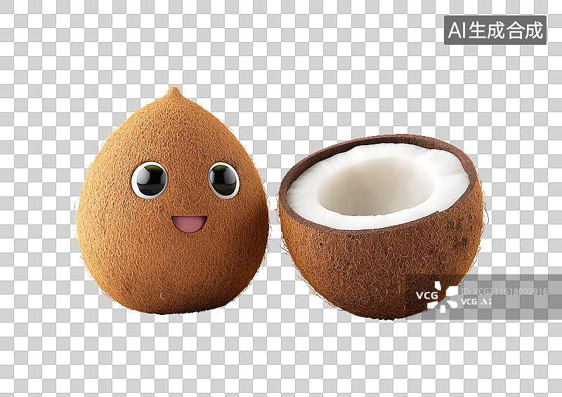 【AI数字艺术】可爱的卡通椰子图片素材
