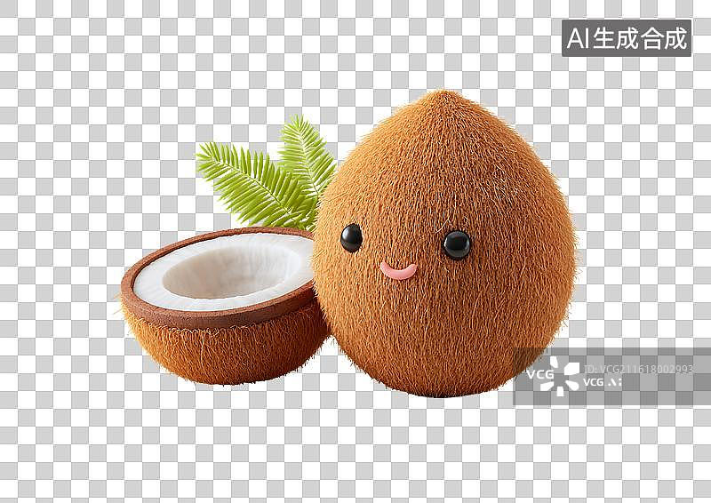 【AI数字艺术】可爱的卡通椰子图片素材