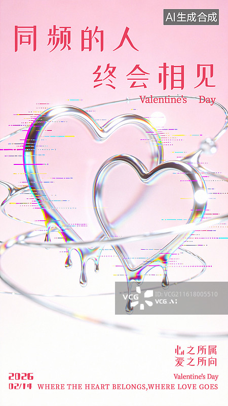 【AI数字艺术】情人节酸性时尚海报模板图片素材