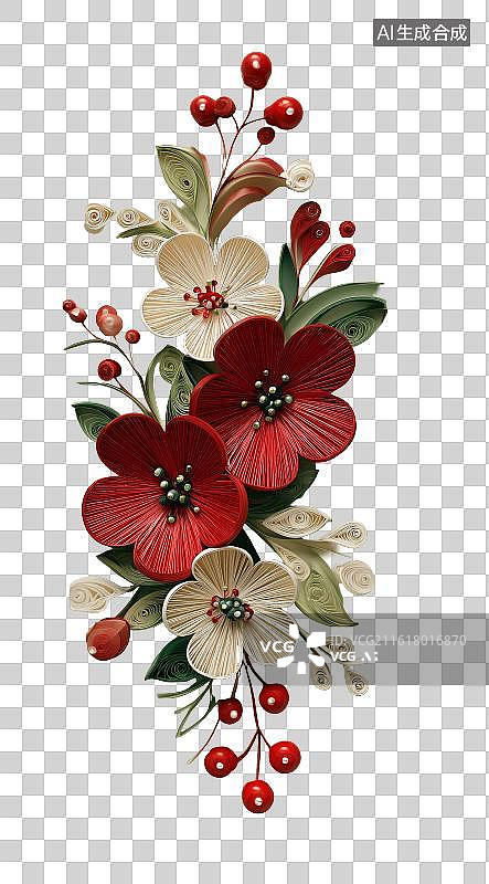 【AI数字艺术】免扣元素衍纸艺术花卉图片素材